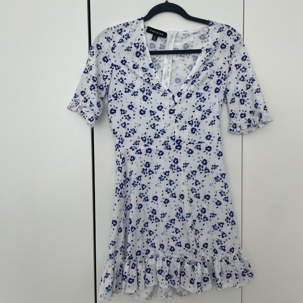 Blue and white floral dress